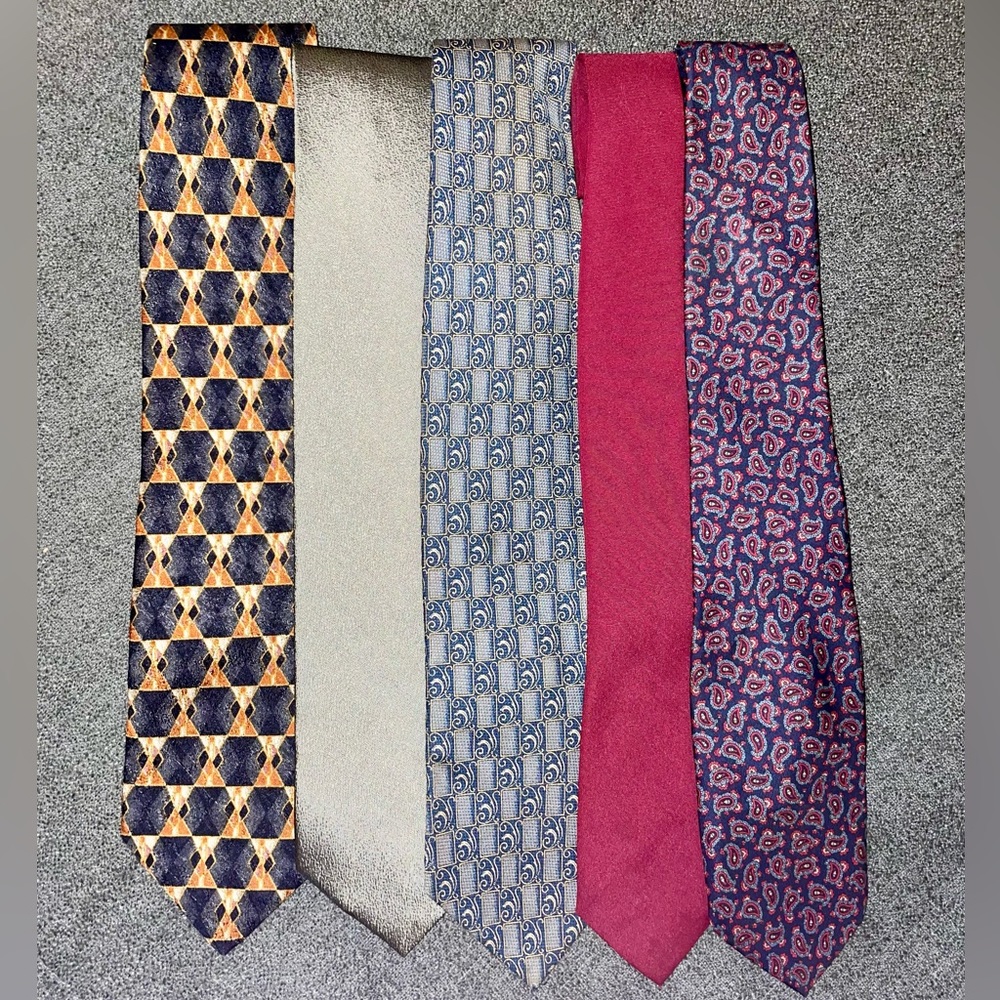 Vintage Men’s Silk Necktie Bundle Oscar de la Renta Tamac Ara Zegna Japan